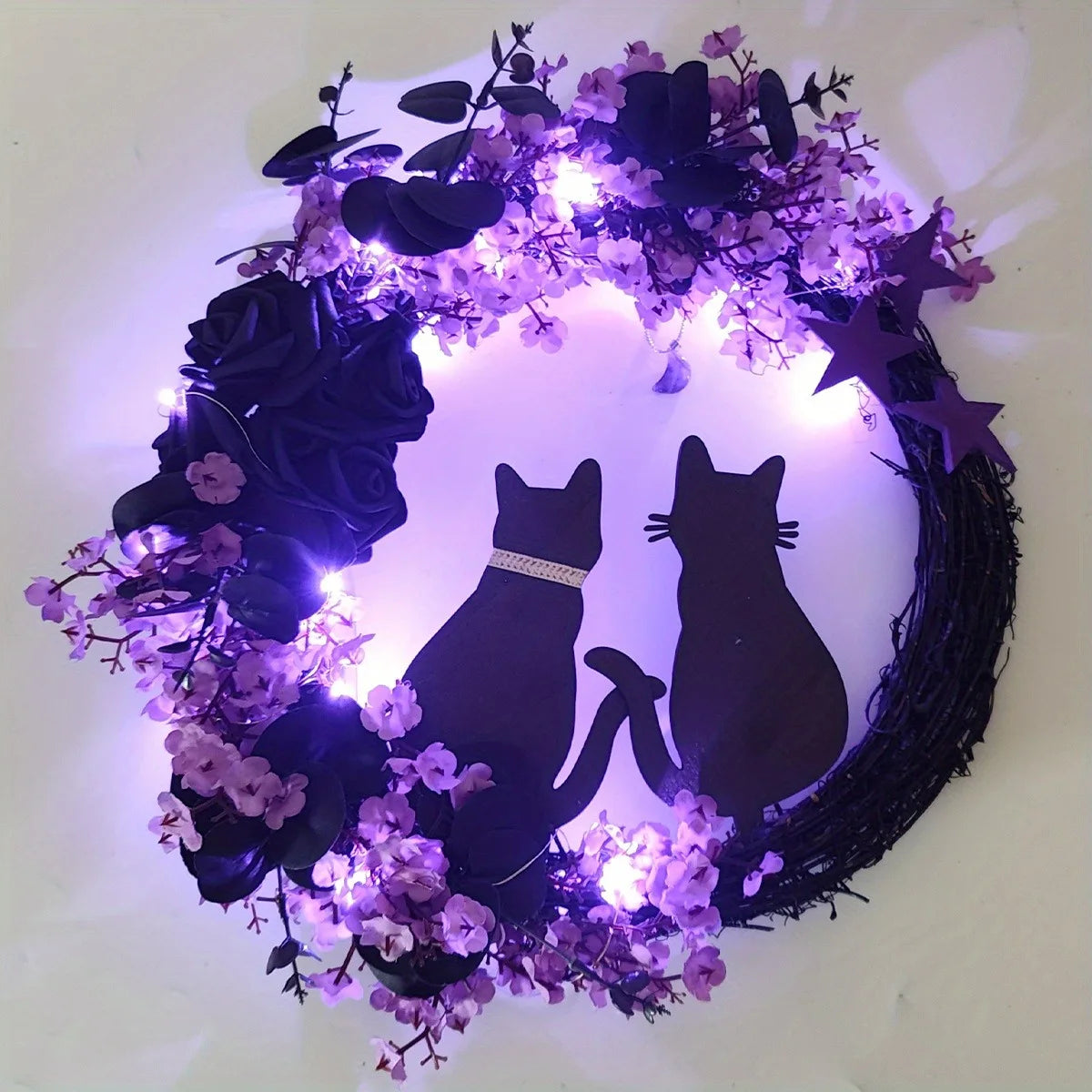Black Cat Wreath Halloween Decor for Front Door/Window Dabfavshop