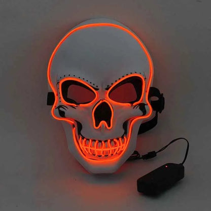 Halloween Horror Skull Mask LED Cold Light Full Face Cosplay Mask for Adults Luminous Party Decoration Adult Size Foam Paper