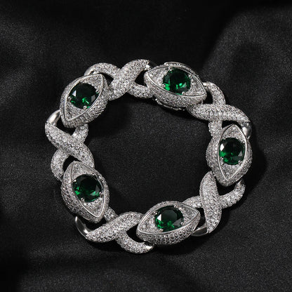 Iced Out Infinity Cuban Chain Necklace with Big CZ Eyes Pave Setting Cubic Zirconia for Women Men Dabfavshop