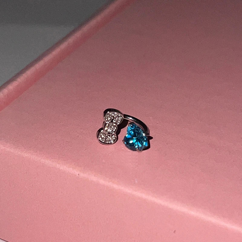 Cute Bowknot Love Heart 316L Stainless Steel Annular Ear Bone Nail Fashion Delicate Zircon Earring for Women Y2K Punk Jewelry Dabfavshop