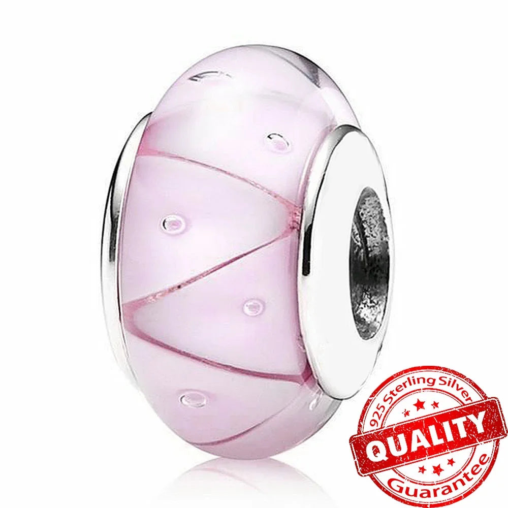 Colorful Flower Murano Glass Charm Fit Original Bracelet Necklace Heart 925 Sterling Silver Murano Glass Fine Jewelry Dabfavshop