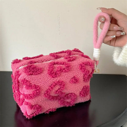 Plush Makeup Bags with Handle Soft Travel Cosmetic Storage Bag Dabfavshop