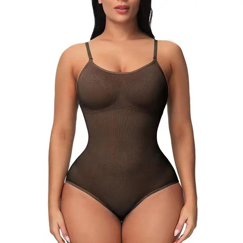 V Neck Spaghetti Strap Bodysuit Compression Shapewear Slimming Body Shaper - Dabfavshop