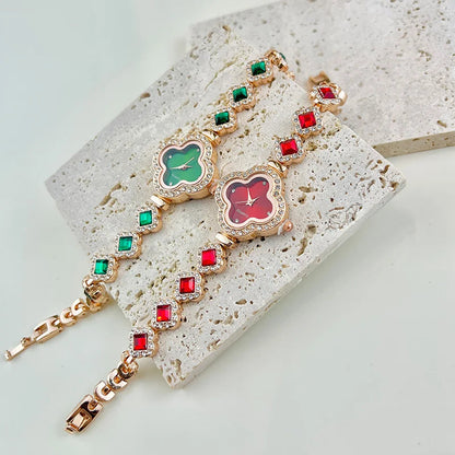 Four-leaf Clover Embedded Diamond Watch Dabfavshop