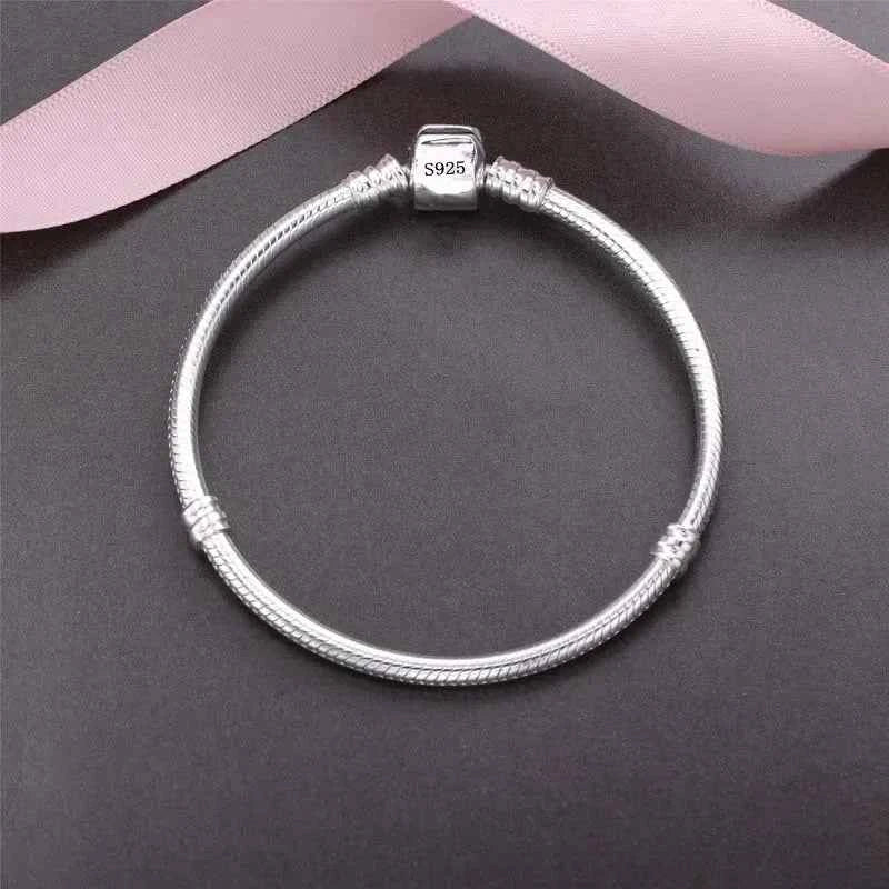 Handmade Original Fine Jewelry 925 Silver Charm Bracelet Soft Smooth Snake Bone Bracelets Women
