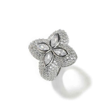 Iced Green/Clear CZ Star Rings for Women Men Unisex Cubic Zirconia Rings Fashion Jewelry for Gift Dabfavshop