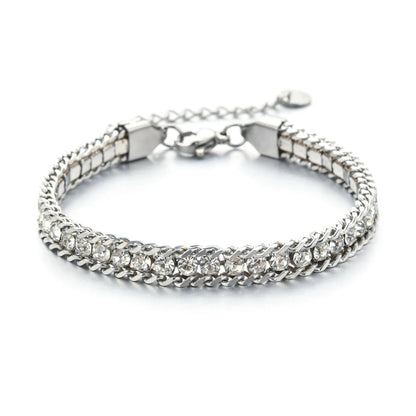 Women Men Gold Color Woven Crystal Cubic Zirconia Bracelet Stainless Steel Jewelry Dabfavshop