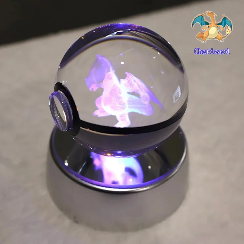 Pokémon 3D Crystal Ball With Multi Color LED Base - Dabfavshop