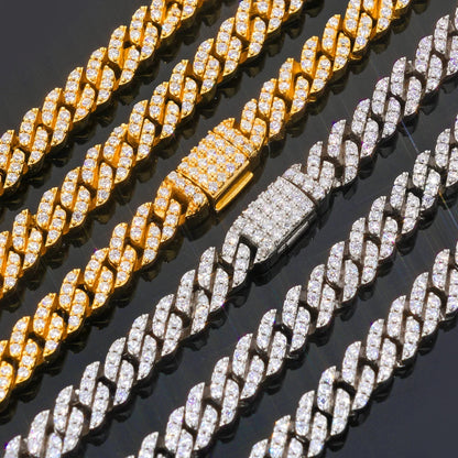 5mm Moissanite Cuban Link Chain Pass Diamond Test 925 Sterling Silver VVS Diamond Iced Out Necklace Women Jewelry Dabfavshop