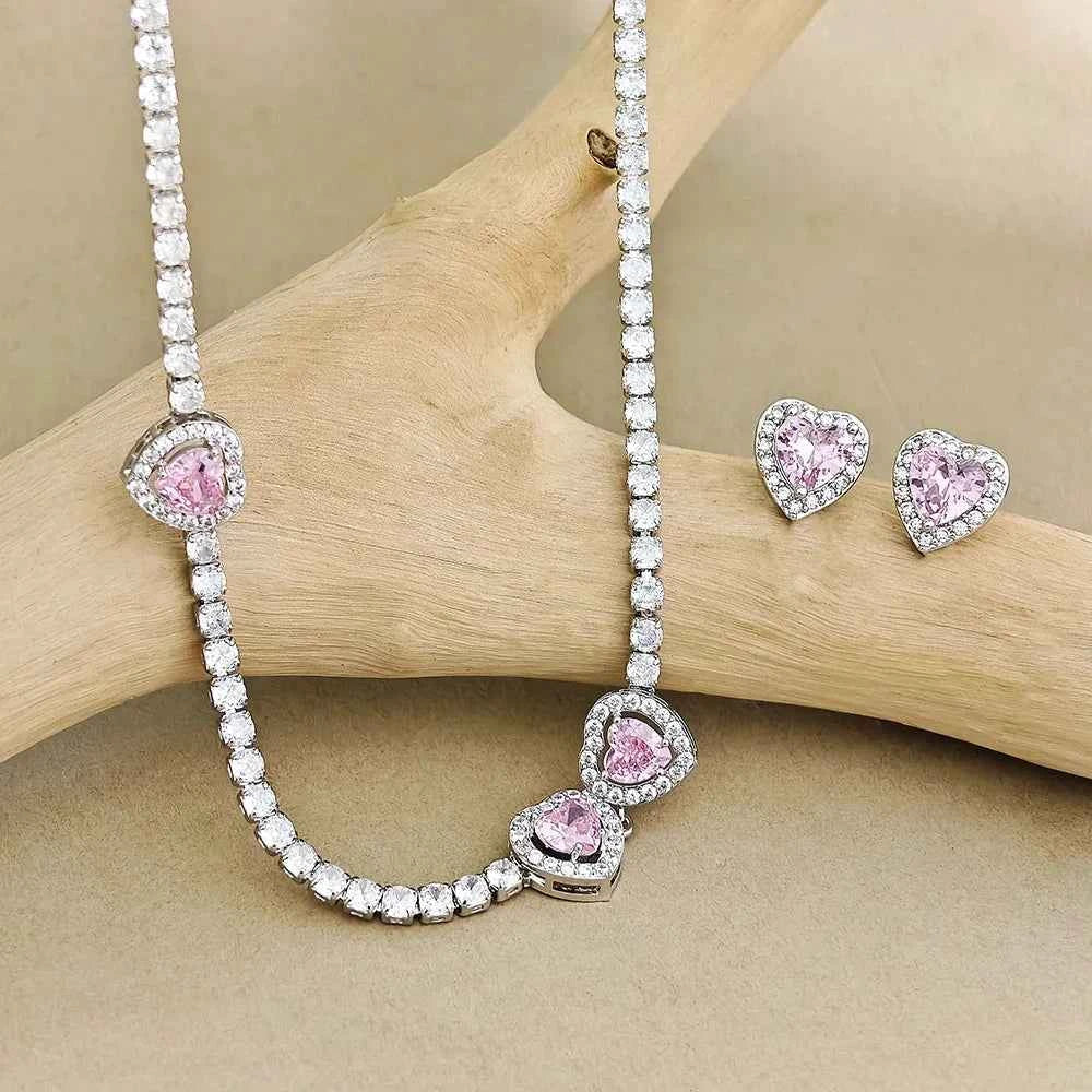 Pink Heart Necklace set