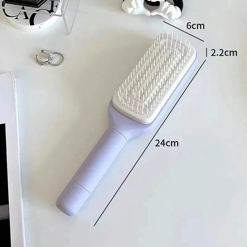 Automatic Self-Cleaning Hairbrush Rotating Retractable Anti-Static, Scalp Comb Massage - Dabfavshop