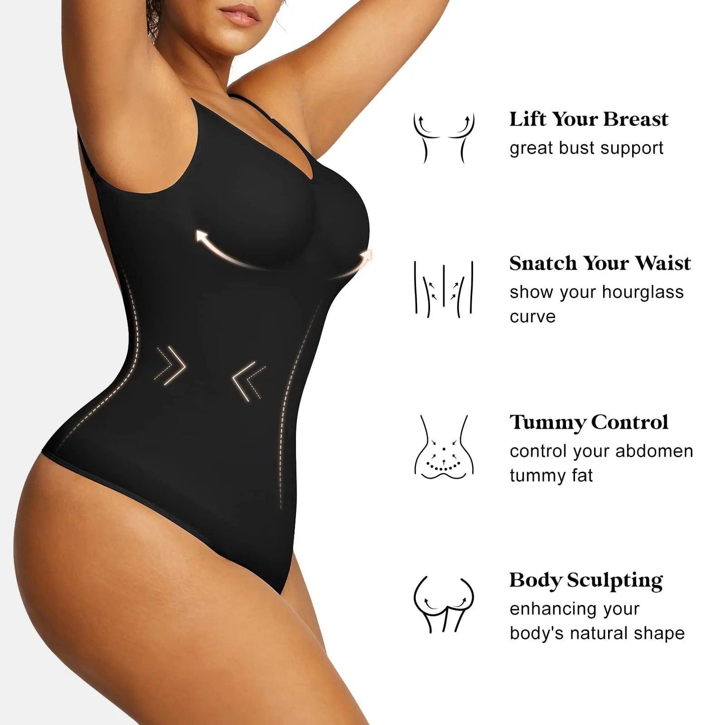 Backless Bodysuit For Women Tummy Control Shapewear Broadcloth - Dabfavshop