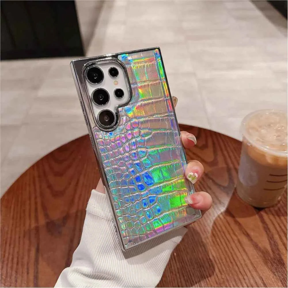 Luxury Gradient Crocodile Pattern Leather Laser Case For Samsung Galaxy S