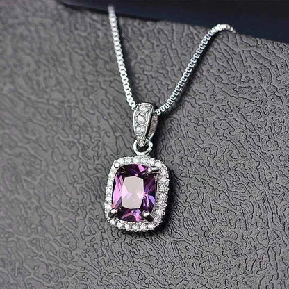 Cubic Zirconia Pendant Necklace White/Green/Purple/Pink Colors