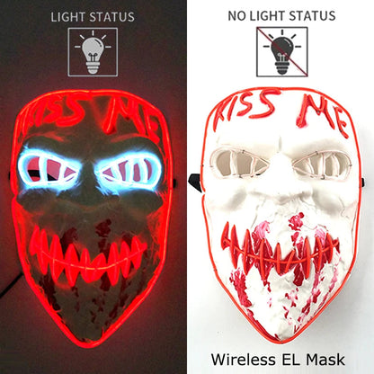 Neon LED Halloween Purge Mask Wireless Masquerade Party Light-up Horror Mask Glowing Multicolor Full Face Adult Mask for Halloween Dabfavshop