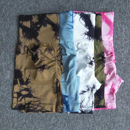 Seamless Tie Dye Sport Shorts For Women High Waist - Dabfavshop