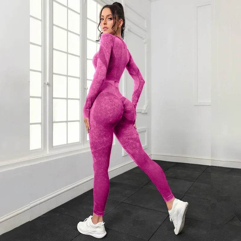 Women's 2pcs Yoga Sets for Seamless Sports High Waist Tights - Dabfavshop