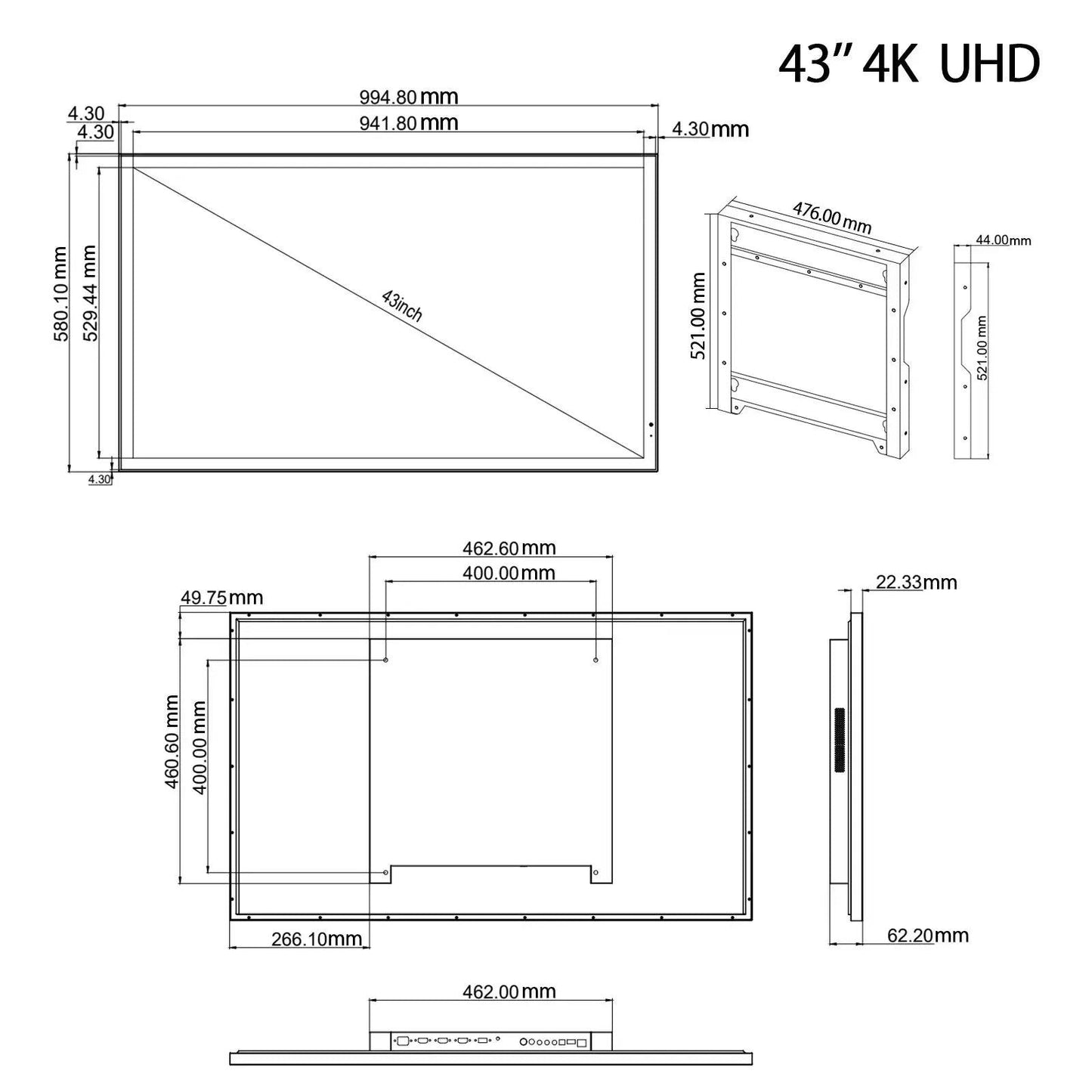 43 Inches LED Big Screen 4K Waterproof Smart Mirror TV With Voice Control - Dabfavshop