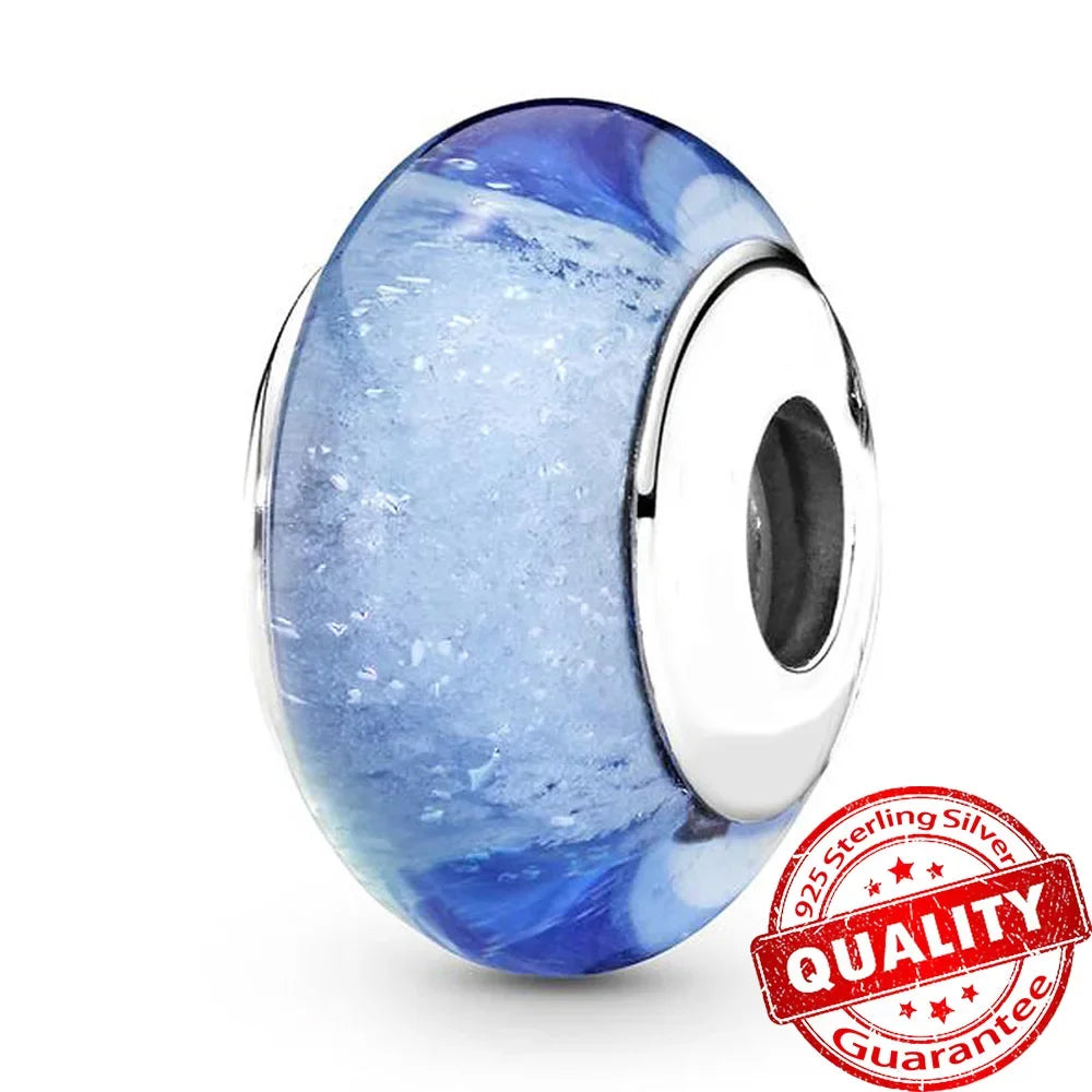 Colorful Flower Murano Glass Charm Fit Original Bracelet Necklace Heart 925 Sterling Silver Murano Glass Fine Jewelry Dabfavshop