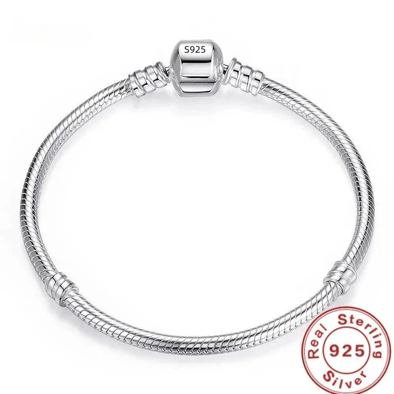 Handmade Original Fine Jewelry 925 Silver Charm Bracelet Soft Smooth Snake Bone Bracelets Women Dabfavshop