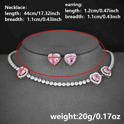 Pink Heart Necklace set