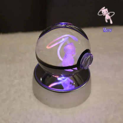 Pokémon 3D Crystal Ball With Multi Color LED Base - Dabfavshop