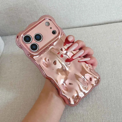 Luxury Curved Waves 3D Bubble Plating Phone Case For iPhones