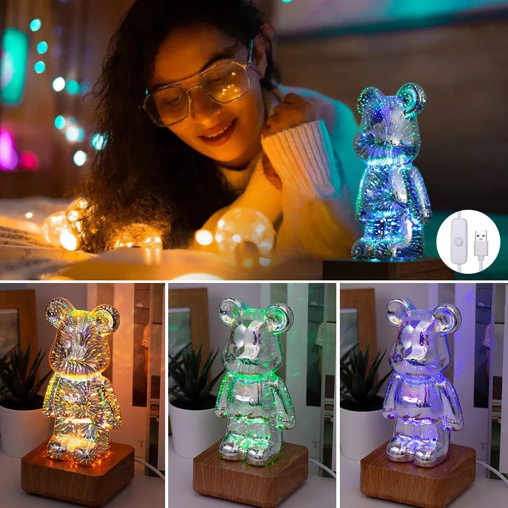 LED 3D Bear Fireworks Night Light Dabfavshop