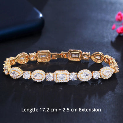 BeaQueen Trendy Green and White Cubic Zirconia Stone Silver Color Tennis Bracelets Dress Jewelry Accessories Gift for Women B100 Dabfavshop