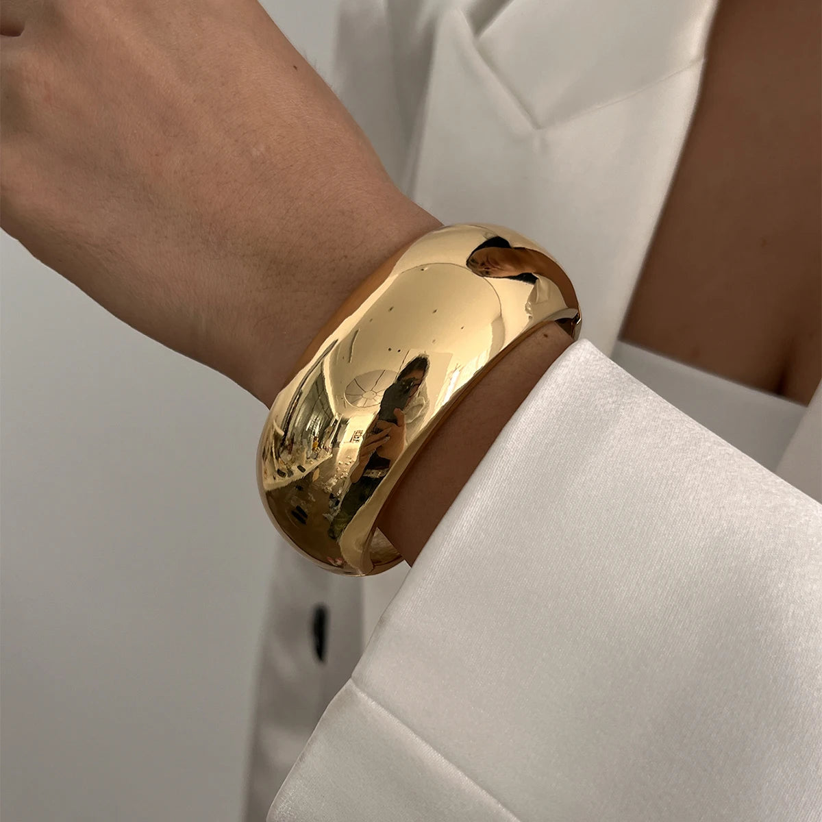 6 Styles Geometric Gold Color Cuff Spring Bangles Wide Hand Bracelets Dabfavshop