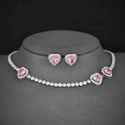 Pink Heart Necklace set