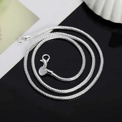 Silver Color Solid Snake Chain Necklace Men Women Fashion Jewelry For Pendant Dabfavshop