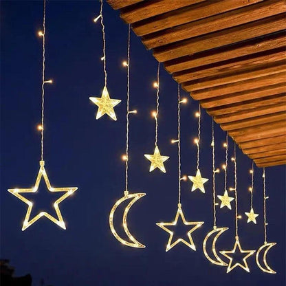 Solar Moon Star LED Curtain Lights - Dabfavshop