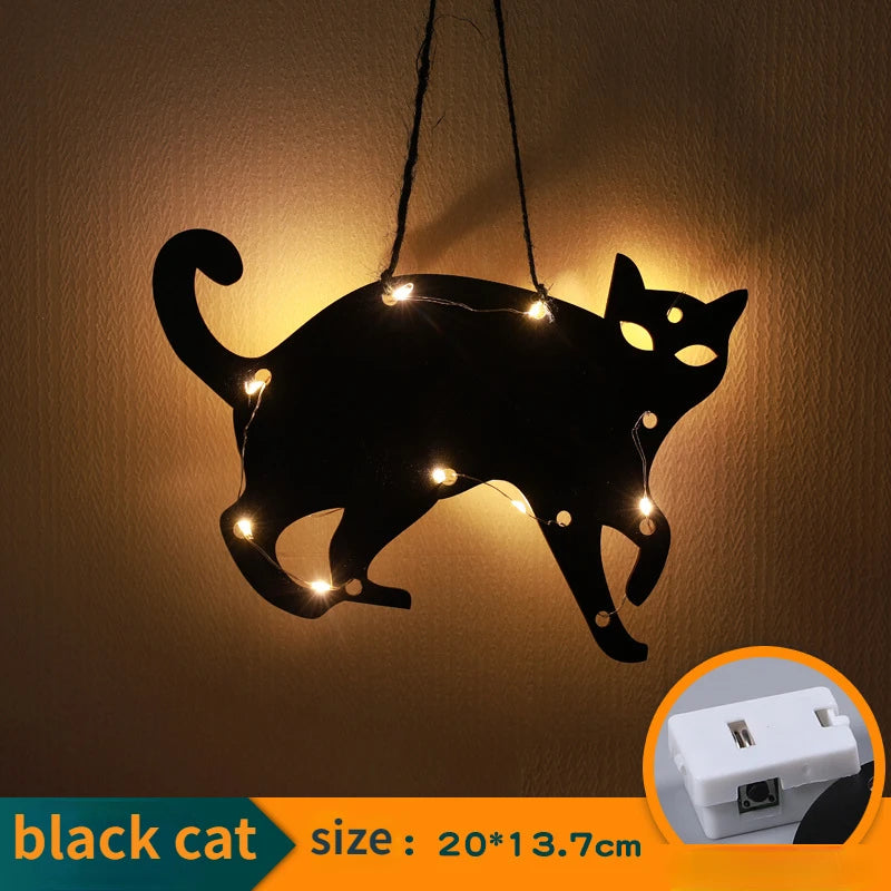 Halloween Hanging 10LED Castle Witch Ghost Spider Web Luminous Charm Indoor Outdoor Party Horror Props Decoration Dabfavshop