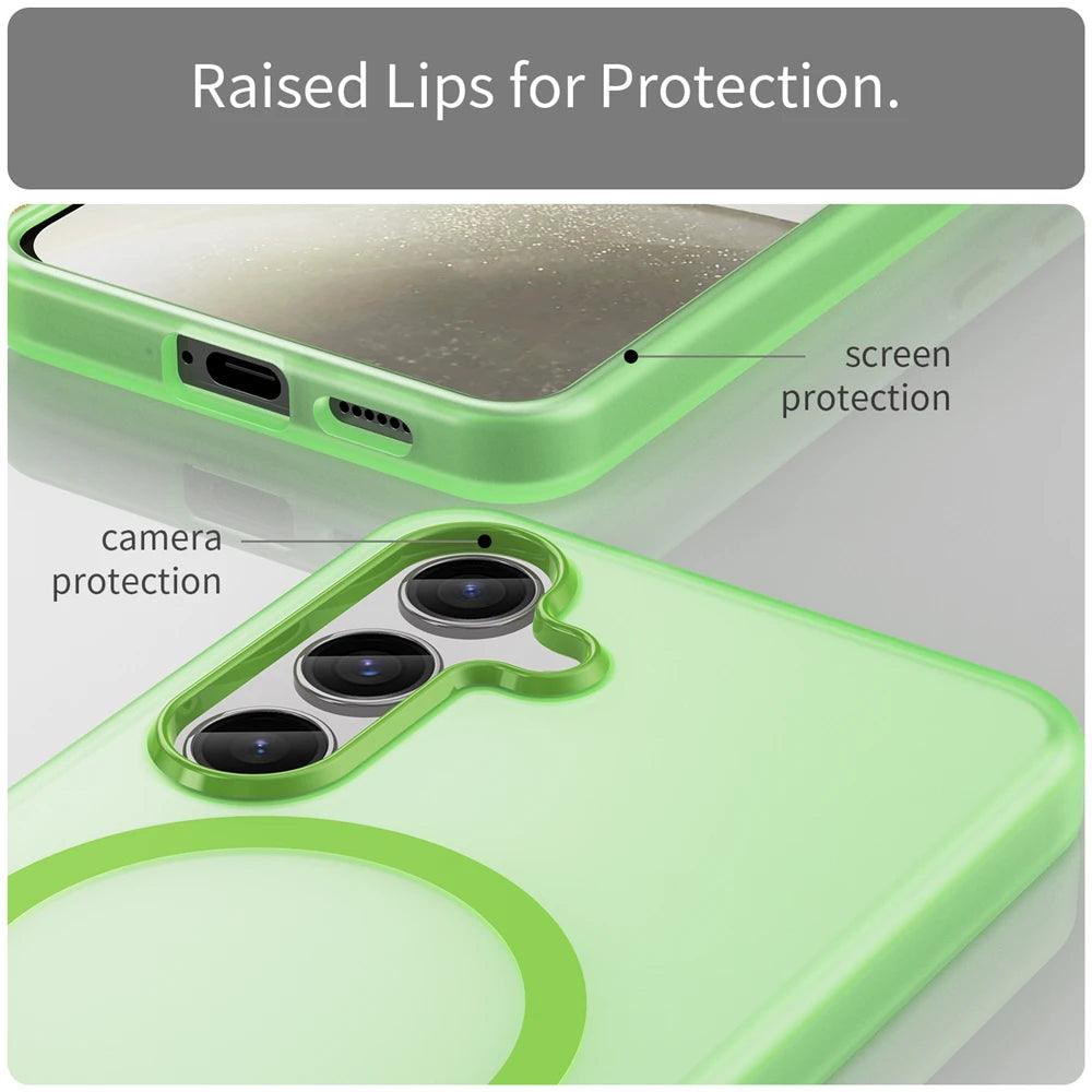 Luxury Matte Translucent Magnetic Wireless Charging Case For Samsung Galaxy S24 Ultra S24 Plus Shockproof Soft Protection Cover - Dabfavshop