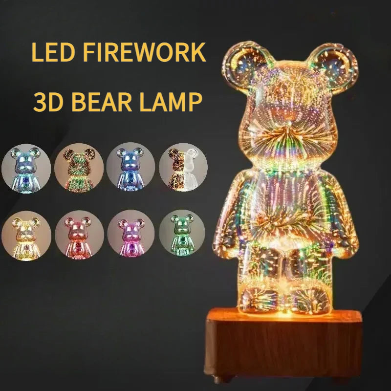 LED 3D Bear Fireworks Night Light Dabfavshop