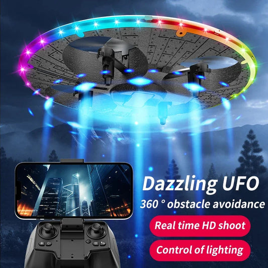 Drone For Obstacle Avoidance Remote Control Dazzling Alien UFO Lighting Controllable HD Camera Dabfavshop