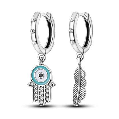 Dreamcatcher Snake Bone Earrings Cross Devil's Eye Feather Eardrop Earring 925 Sterling Silver Women Fine Party Jewelry Gift