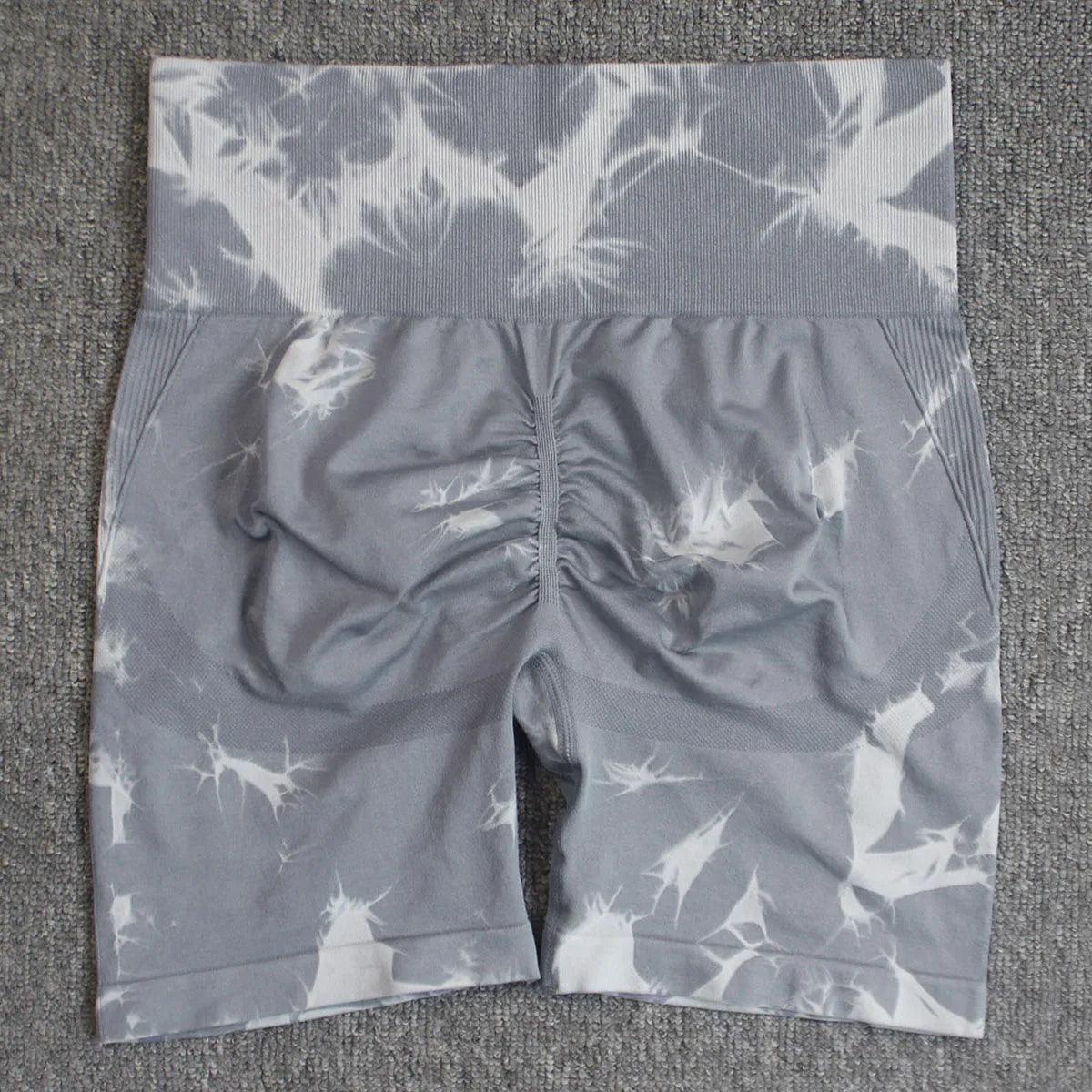 Seamless Tie Dye Sport Shorts For Women High Waist - Dabfavshop