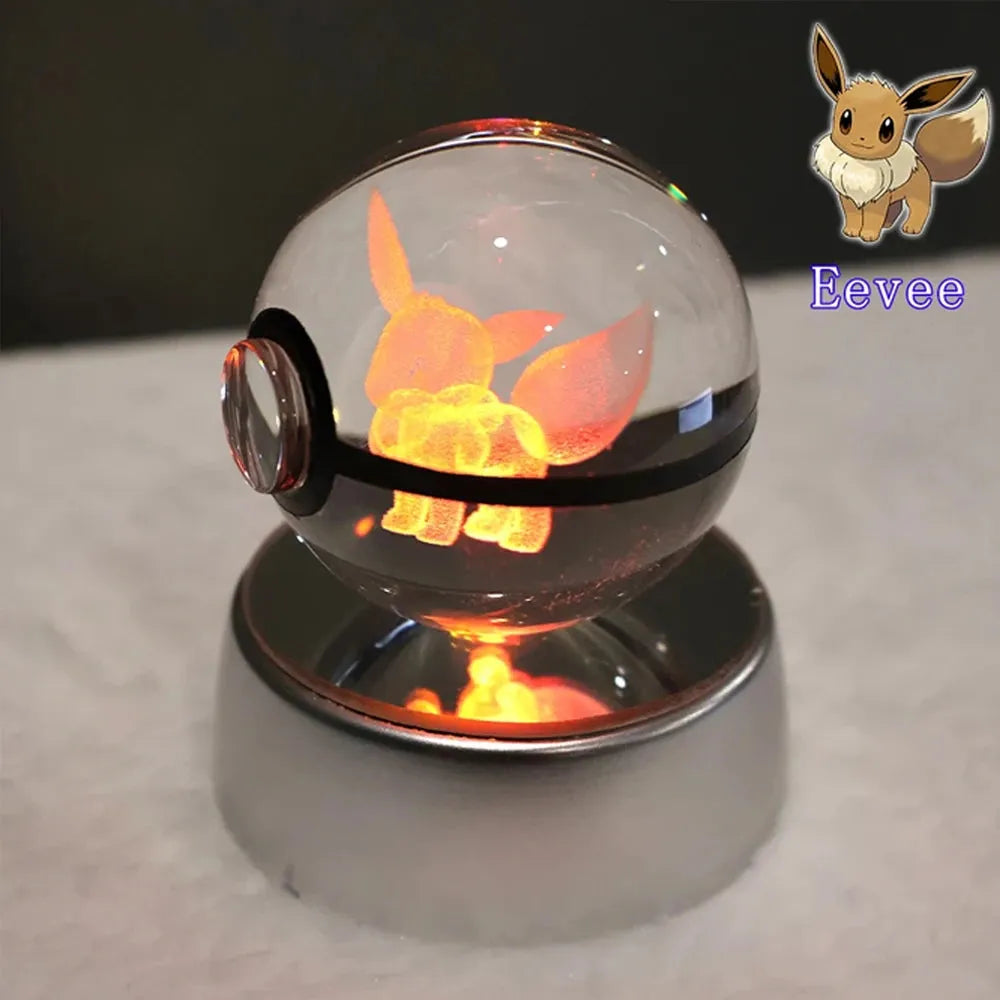 Pokémon 3D Crystal Ball With Multi Color LED Base - Dabfavshop