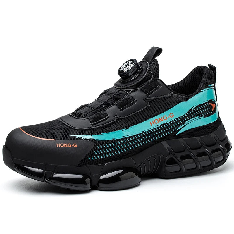 Rotating Button Steel Toe Anti-Puncture Non Slip Work Shoes Man Lightweight Breathable Safety Shoes Men's Work Shoes Boots Dabfavshop