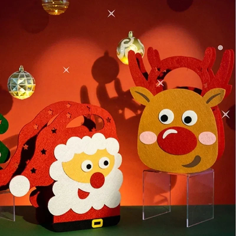 1-10PCS Christmas Felt Gift Bag Creative Holiday Candy Apple Tote Bag for Kids Party Favor Bag for Christmas Eve Gift Wrapping Dabfavshop