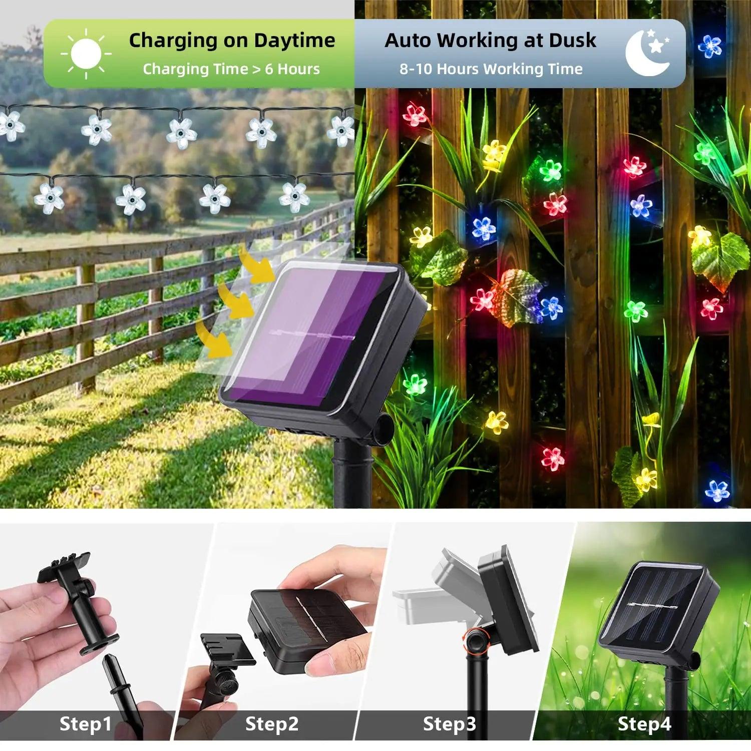 Solar Powered Flower Garland LED String Lights - Dabfavshop