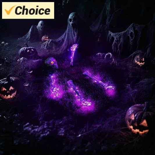 Realistic Skeleton Halloween Decoration Lights Outdoor, Adjust Brightness, Timer, 8 Light Modes, Halloween Horror/Scary Decorat