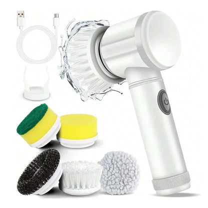 5-in-1 Electric Spin Scrubber Brush For Bathroom Tile Bathtub Sink, Power Scrubber With 5 Replaceable Brush Heads Dabfavshop