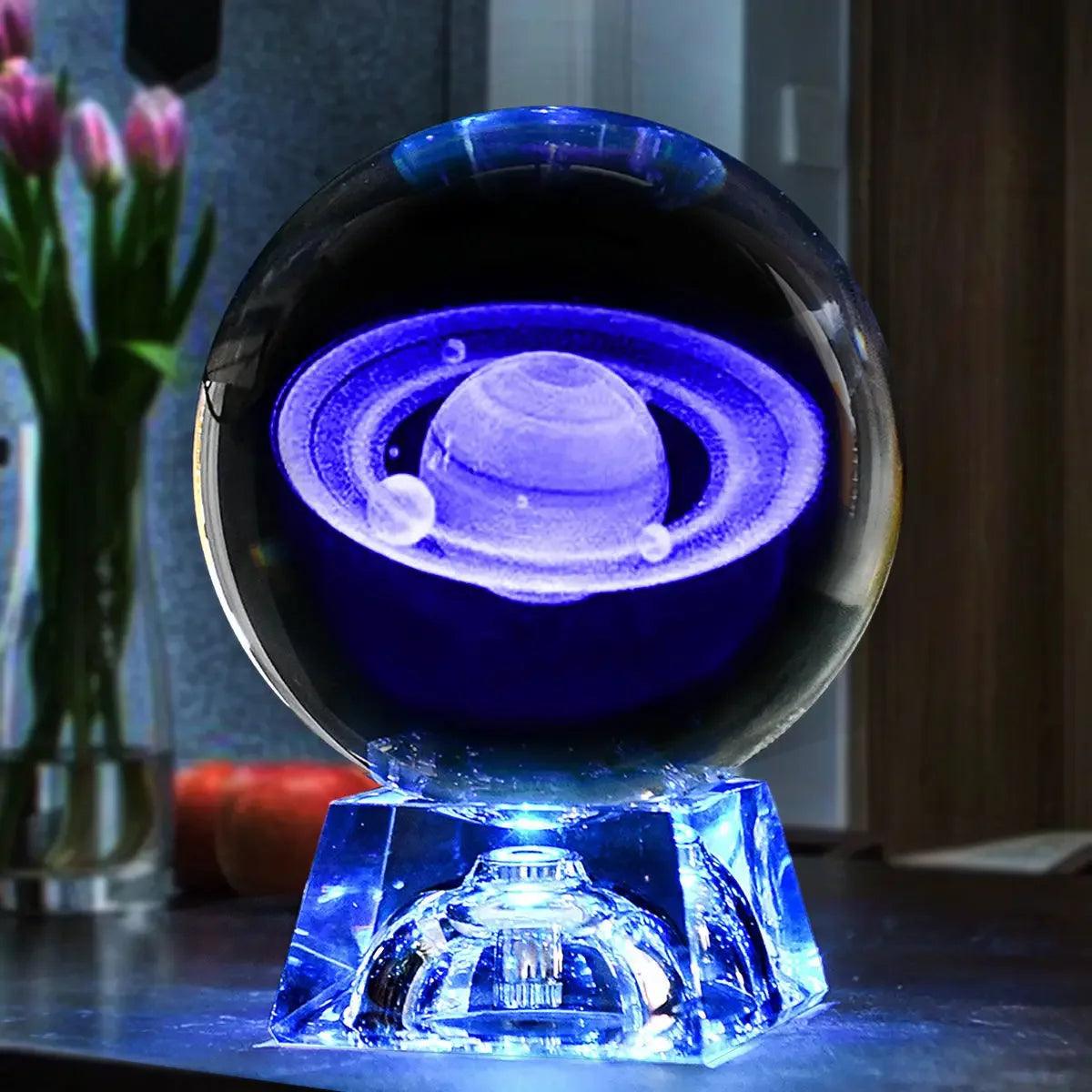 LED Crystal Ball 3D Solar System Planets Crystal Ball Glass Ball Home Decoration Valentine's Day Gift Ornament - Dabfavshop