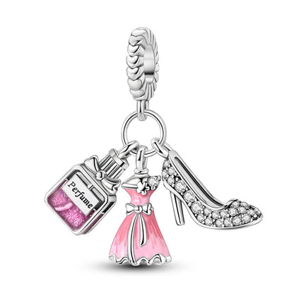 Romantic Pink Crown Perfume Bottle Charms Beads Fit Qikaola Bracelets Fine Jewelry Valentine's Day Gift Dabfavshop