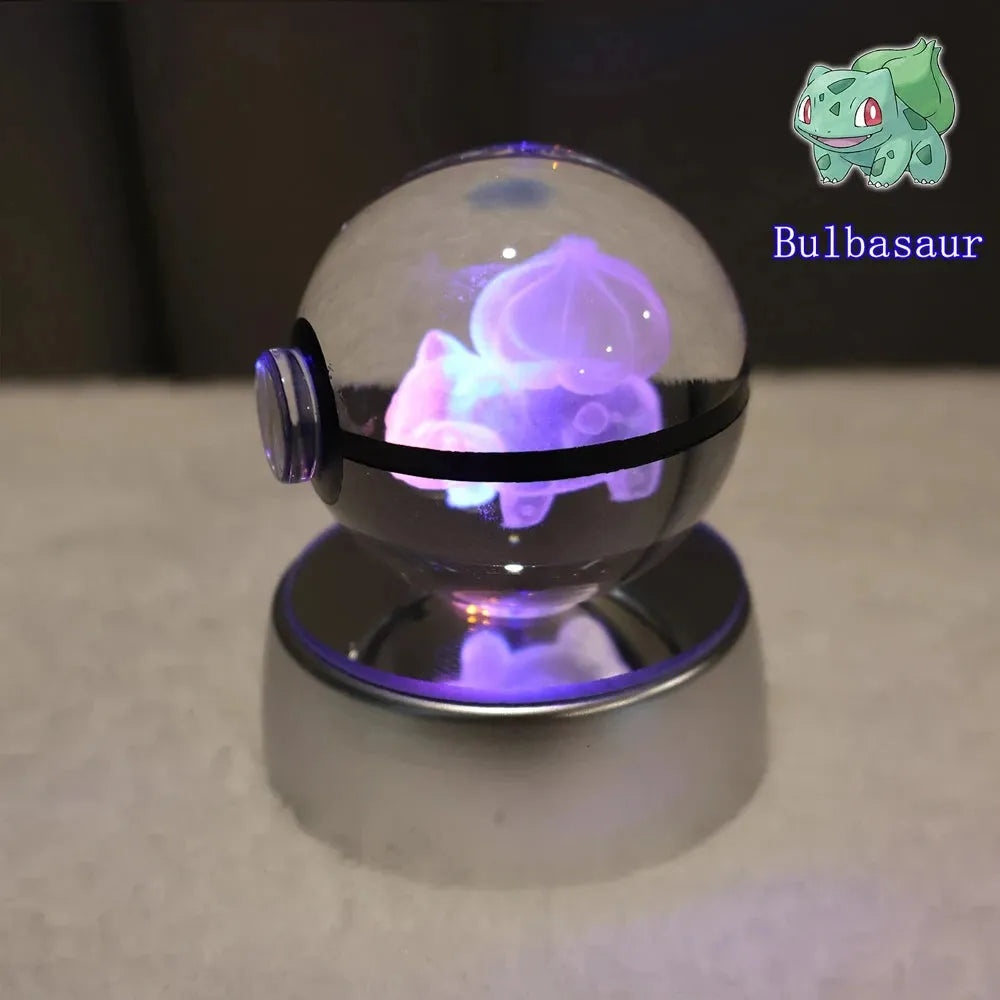 Pokémon 3D Crystal Ball With Multi Color LED Base - Dabfavshop