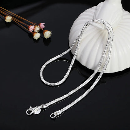 Silver Color Solid Snake Chain Necklace Men Women Fashion Jewelry For Pendant Dabfavshop