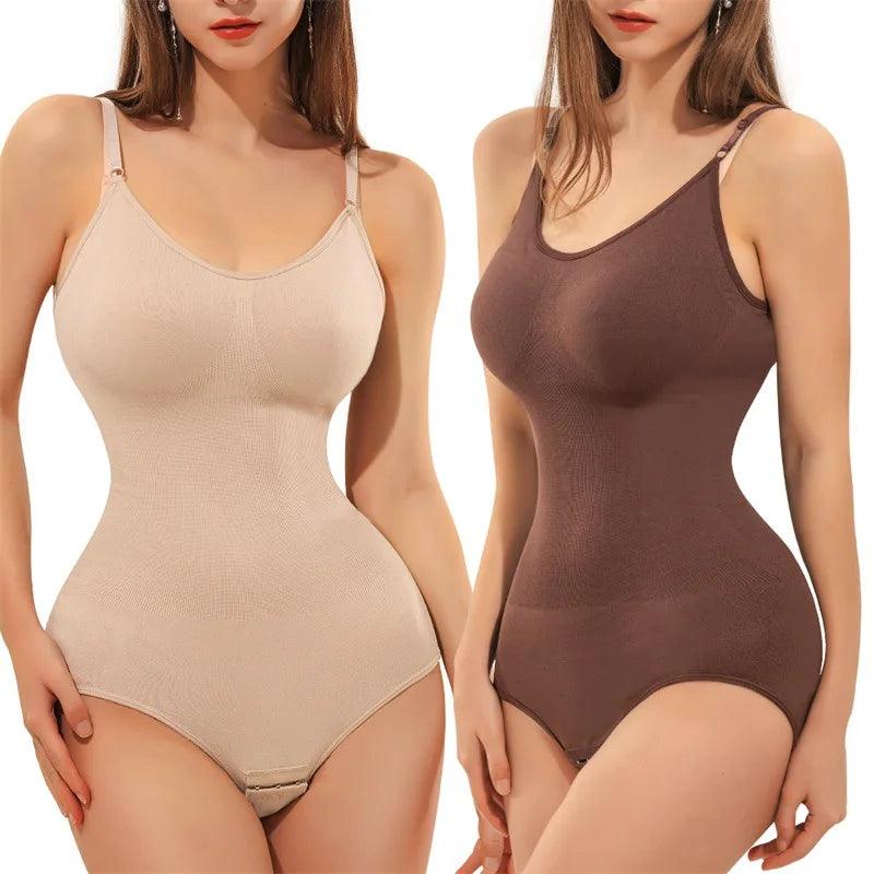 V Neck Spaghetti Strap Bodysuit Compression Shapewear Slimming Body Shaper - Dabfavshop